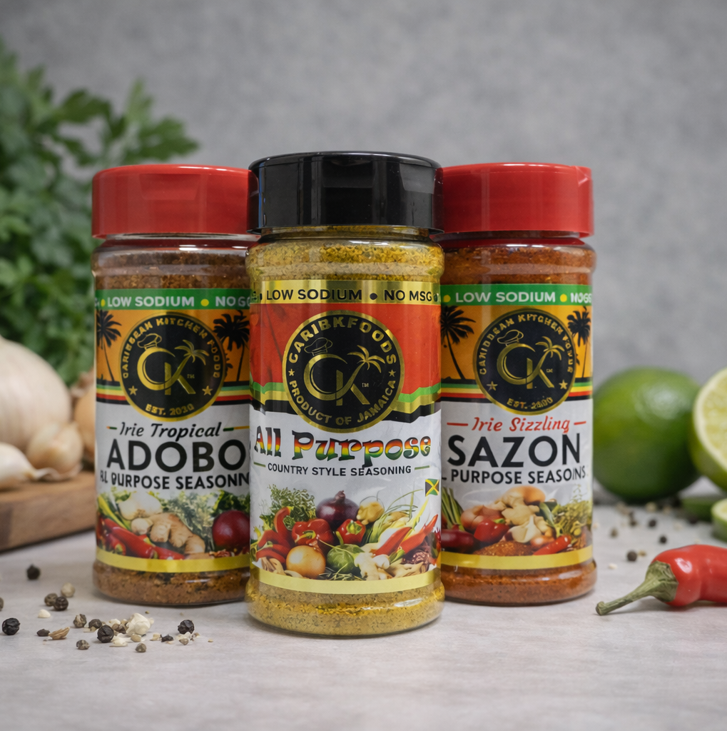Caribbean Kitchen Foods All Purpose Bundle - 3 Pack Low Sodium Seasoning Set, 4.5 oz Jars