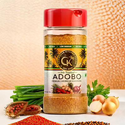 Caribbean Kitchen Foods ADOBO Seasoning – Low Sodium All-Purpose Latin Spice Blend with Garlic, Onion, Oregano & Cumin – Organic, Non-GMO, Gluten-Free, Kosher, Vegan – 5 oz Jar