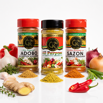 Caribbean Kitchen Foods All Purpose Bundle - 3 Pack Low Sodium Seasoning Set, 4.5 oz Jars