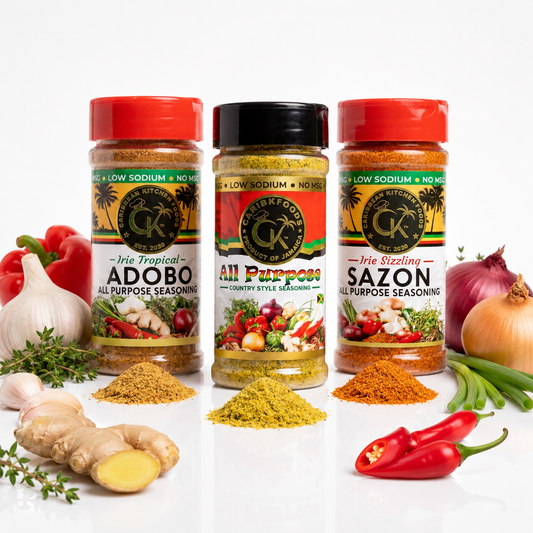 Caribbean Kitchen Foods All Purpose Bundle - 3 Pack Low Sodium Seasoning Set, 4.5 oz Jars
