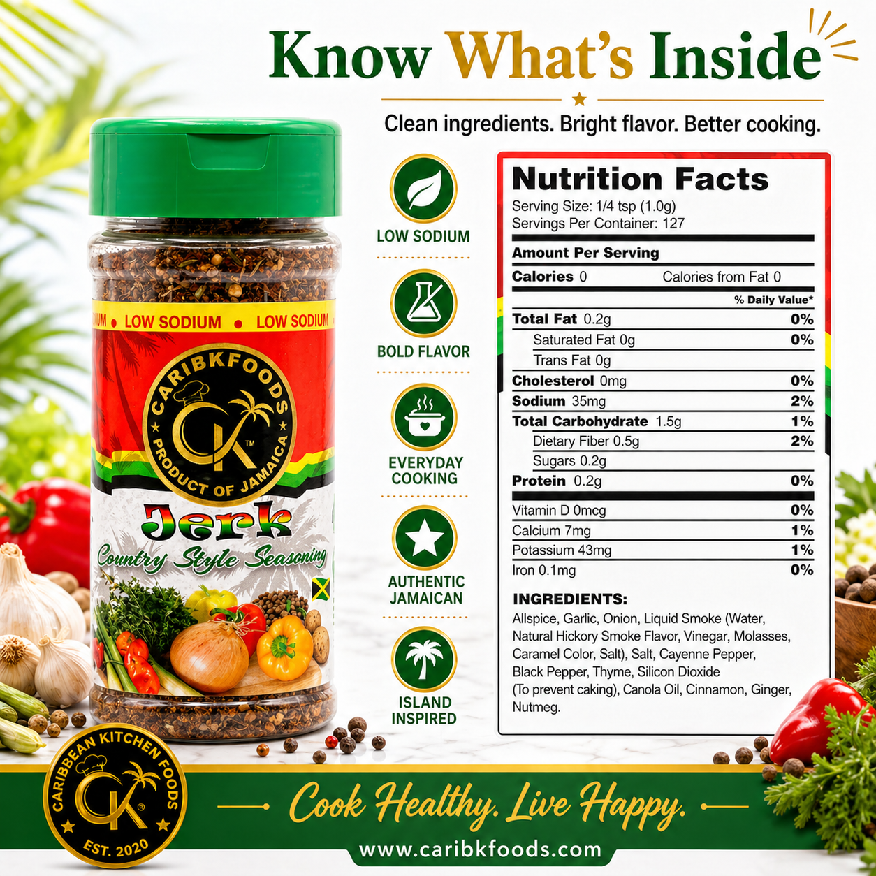 Caribbean Kitchen Foods Tropical Bundle - 10 Pack Low Sodium Seasoning Variety Set, 4.5 oz Jars