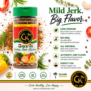 Mild Jerk Seasoning 2 Pack by Caribbean Kitchen Foods – Low Sodium Jamaican Jerk Spice, No MSG, Caribbean Flavor for Chicken, Meat, Fish & Vegetables