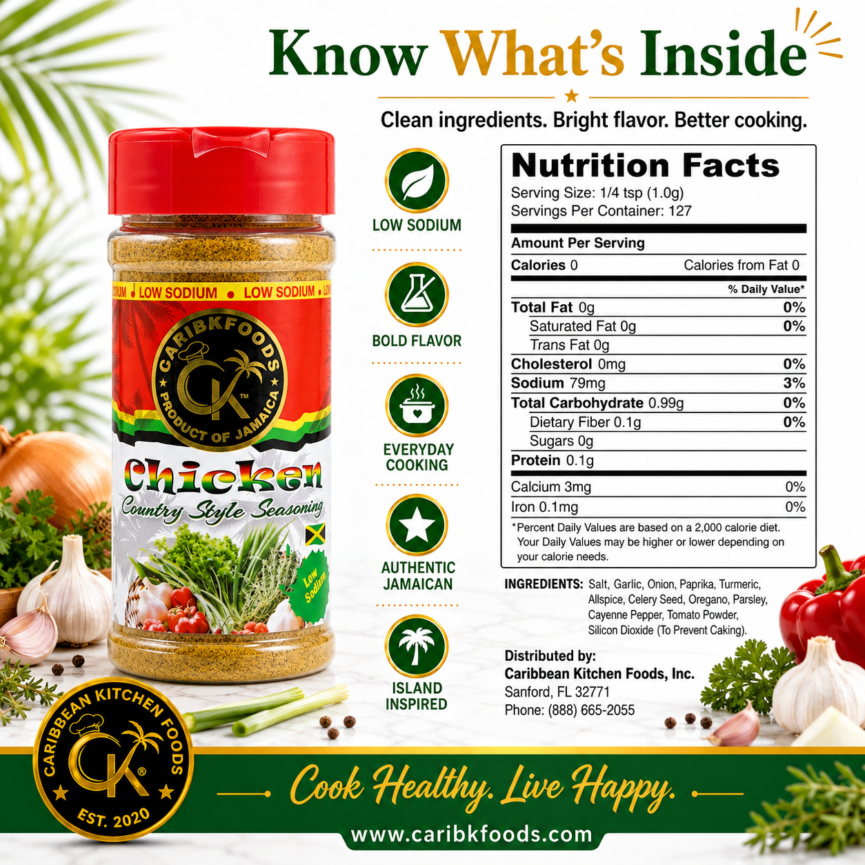 Caribbean Kitchen Foods Everyday Bundle - 6 Pack Low Sodium Seasoning Variety Set, 4.5 oz Jars