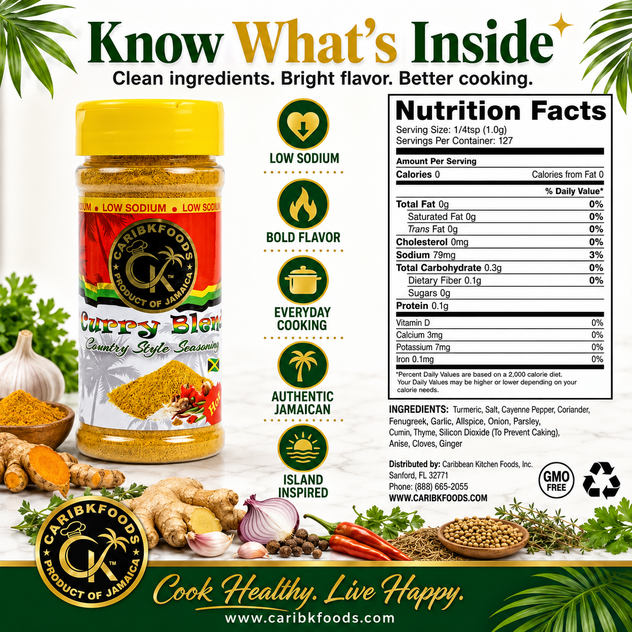 Caribbean Kitchen Foods Tropical Bundle - 10 Pack Low Sodium Seasoning Variety Set, 4.5 oz Jars