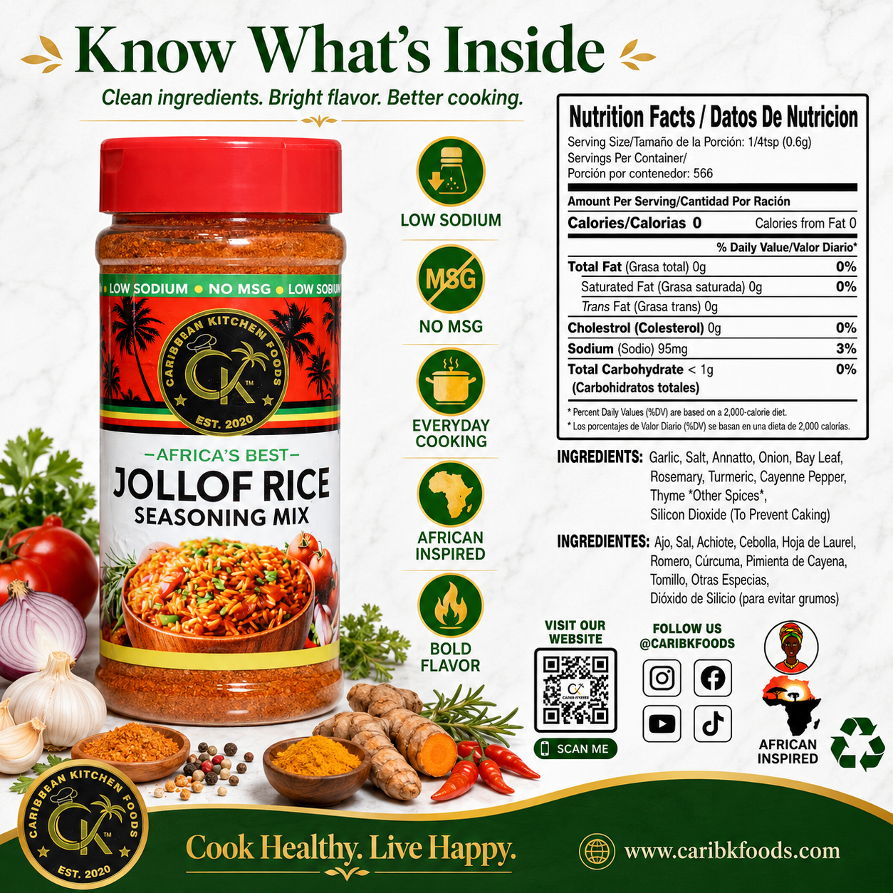 Caribbean Kitchen Foods Tropical Bundle - 10 Pack Low Sodium Seasoning Variety Set, 4.5 oz Jars