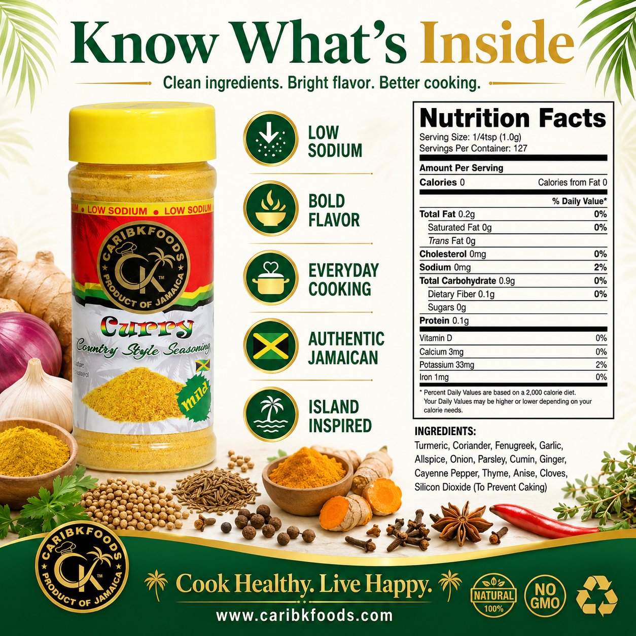 Caribbean Kitchen Foods Tropical Bundle - 10 Pack Low Sodium Seasoning Variety Set, 4.5 oz Jars
