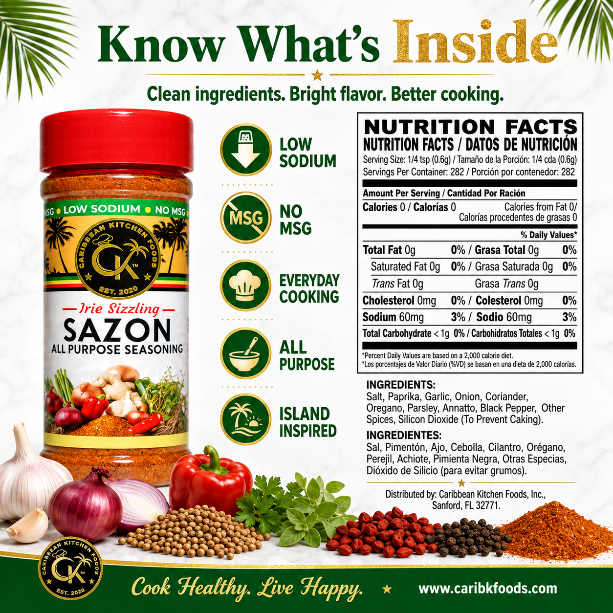 Caribbean Kitchen Foods Everyday Bundle - 6 Pack Low Sodium Seasoning Variety Set, 4.5 oz Jars