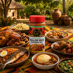 Caribbean Kitchen Jollof Rice Seasoning – West African-Inspired Blend with Tomato, Onion, Chili & Herbs – Bold, Low Sodium – Non-GMO, Vegan, Gluten-Free, 10 oz Jar
