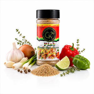 Caribbean Kitchen Foods Fish Seasoning - Low Sodium Caribbean Seasoning Blend, 4.5 oz Jar