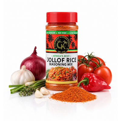 Caribbean Kitchen Jollof Rice Seasoning – West African-Inspired Blend with Tomato, Onion, Chili & Herbs – Bold, Low Sodium – Non-GMO, Vegan, Gluten-Free, 10 oz Jar