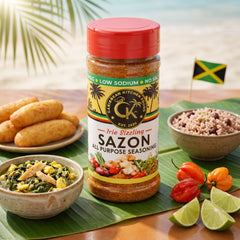 Caribbean Kitchen Foods SAZÓN Seasoning – Low Sodium - Latin Spice Blend with Achiote, Coriander, Garlic & Oregano – Organic, Non-GMO, Gluten-Free, Kosher, Vegan – 5 oz Jar