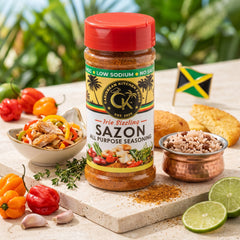 Caribbean Kitchen Foods SAZÓN Seasoning – Low Sodium - Latin Spice Blend with Achiote, Coriander, Garlic & Oregano – Organic, Non-GMO, Gluten-Free, Kosher, Vegan – 5 oz Jar