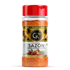 Caribbean Kitchen Foods SAZÓN Seasoning – Low Sodium - Latin Spice Blend with Achiote, Coriander, Garlic & Oregano – Organic, Non-GMO, Gluten-Free, Kosher, Vegan – 5 oz Jar
