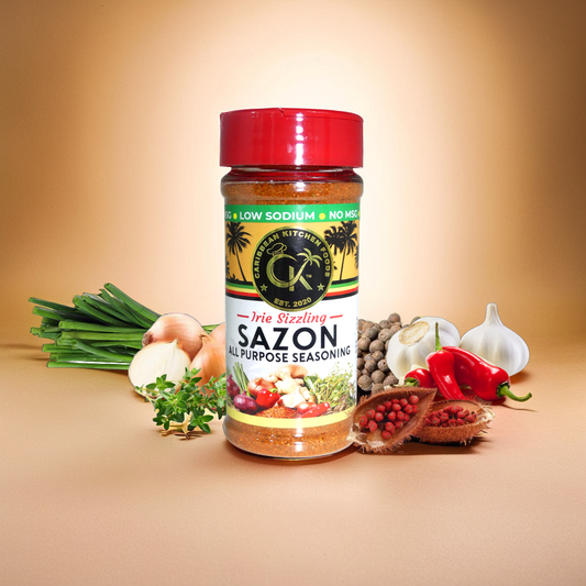 Caribbean Kitchen Foods SAZÓN Seasoning – Low Sodium - Latin Spice Blend with Achiote, Coriander, Garlic & Oregano – Organic, Non-GMO, Gluten-Free, Kosher, Vegan – 5 oz Jar